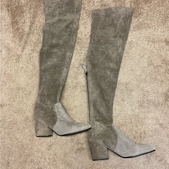 Goodnight Macaroon Shoes - Goodnight Macaroon Taupe Over the Knee Boots